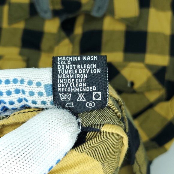 Eighty Eight Button Shirt Mens XL Yellow Black Pockets Checkered Plaid - Picture 5 of 9